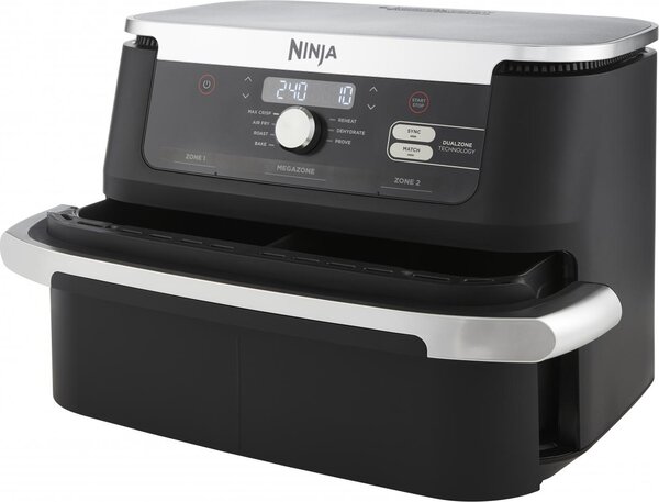 Ninja Friggitrice ad Aria FlexDrawer Capacit 10.4 Litri Potenza 2470 Watt con Timer e Termostato Regolabile colore Nero e Inox - AF500EU