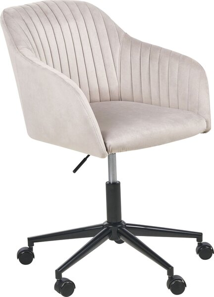BELIANI Sedia girevole da ufficio in velluto beige regolabile in altezza con schienale imbottito stile glamour