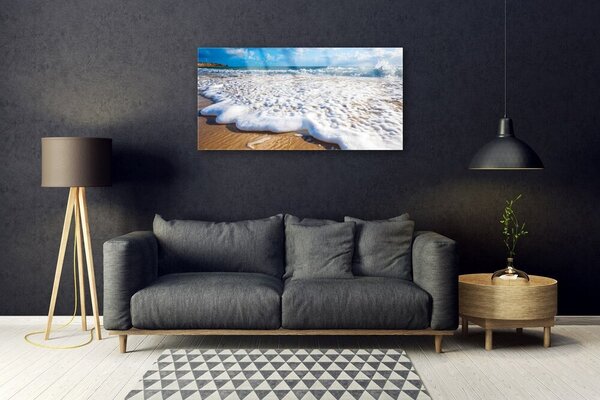 Quadro vetro Spiaggia Mare Sabbia Natura 100x50 cm 2 appendini