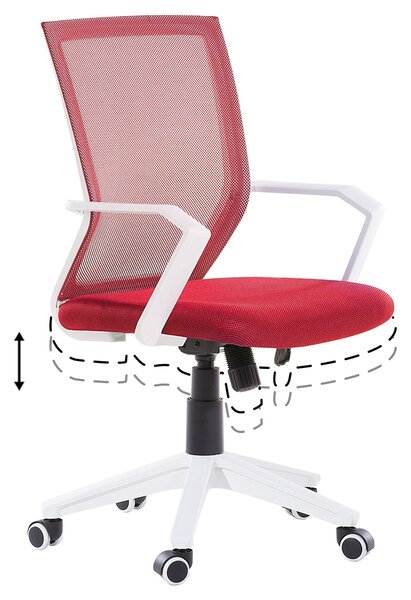 BELIANI Sedia da ufficio rossa, regolabile in altezza con rotelle in nylon. Design moderno