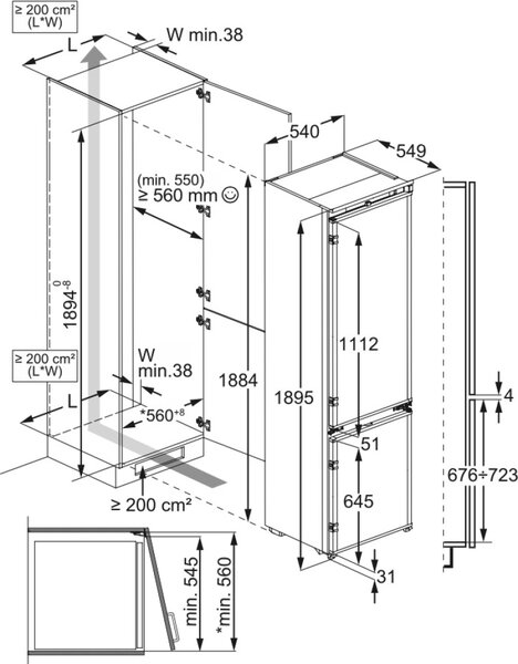 Aeg Frigorifero da Incasso Combinato Capacit 269 Litri Classe energetica E Raffreddamento No Frost colore Bianco - NSC6M191ES