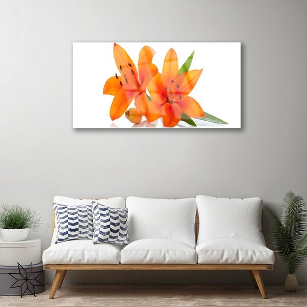 Quadro in vetro Pianta di fiori d'arancio 100x50 cm 2 appendini