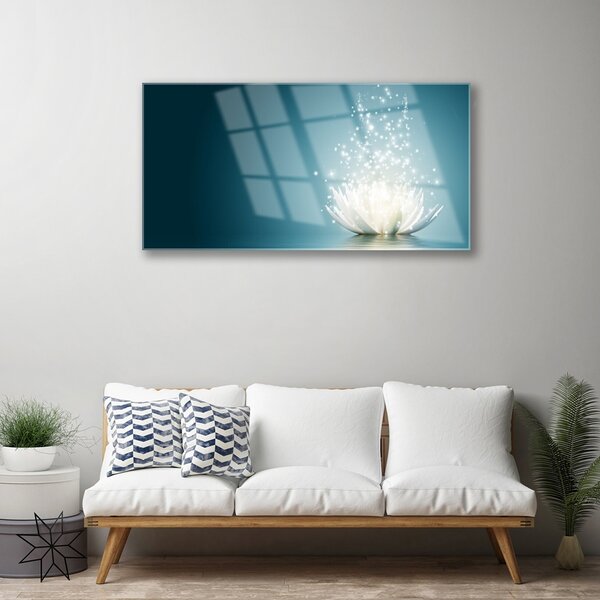 Quadro di vetro Fiore di loto Pianta 100x50 cm 2 appendini