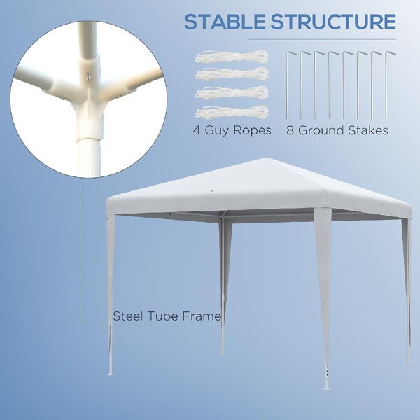 VivaGarden Gazebo da Giardino 2.7x2.7 mt cin Acciaio colore Bianco