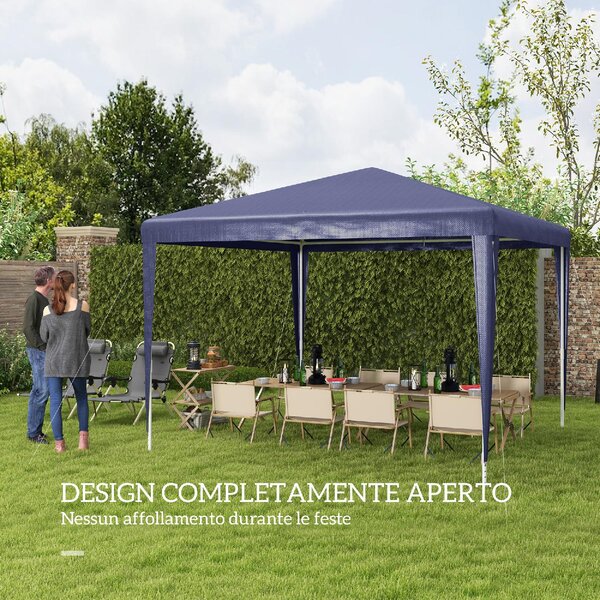 VivaGarden Gazebo da Giardino 3x3 m Pieghevole con Protezione Raggi UV colore Blu