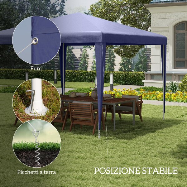 VivaGarden Gazebo da Giardino 3x3 m Pieghevole con Protezione Raggi UV colore Blu