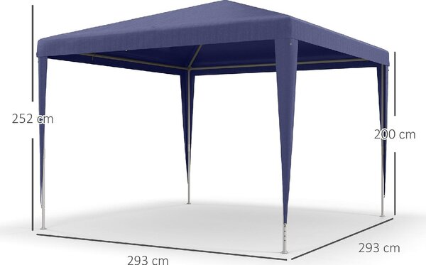 VivaGarden Gazebo da Giardino 3x3 m Pieghevole con Protezione Raggi UV colore Blu