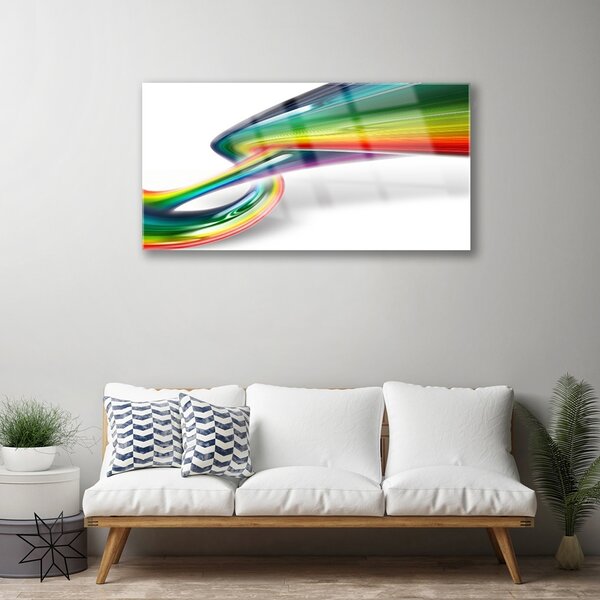 Quadro di vetro Arte astratta dell'arcobaleno 100x50 cm 2 appendini