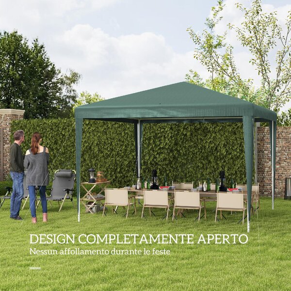VivaGarden Gazebo da Giardino 3x3 m Pieghevole con Protezione Raggi UV colore Verde
