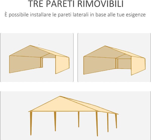 VivaGarden Gazebo da Giardino 6x3 m in Acciaio/Tessuto Tende Laterali con Finestre colore Verde