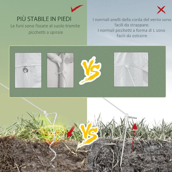 VivaGarden Gazebo da Giardino 6x3 mt Tendone per Feste con Zanzariere colore Bianco