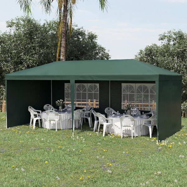 VivaGarden Gazebo da Giardino 6x3 m in Acciaio/Tessuto Tende Laterali con Finestre colore Verde