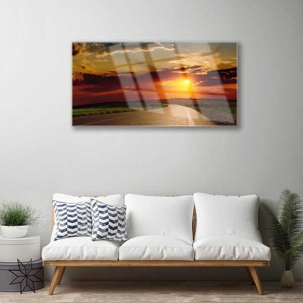 Quadro di vetro Strada Est Paesaggio 100x50 cm 2 appendini