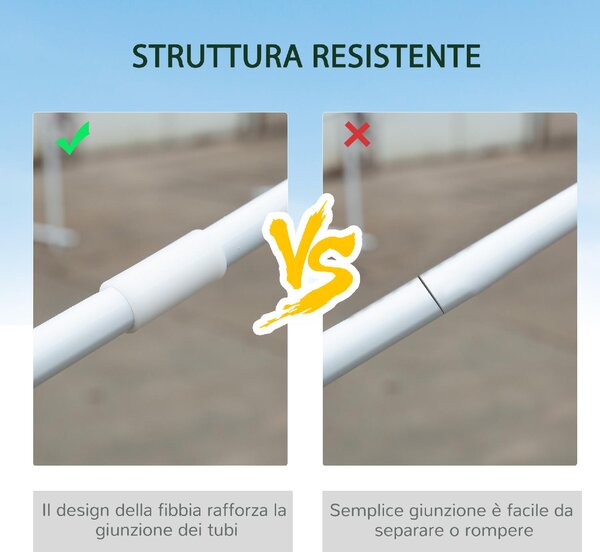 VivaGarden Gazebo da Giardino 6x3 mt Tendone per Feste con Zanzariere colore Bianco