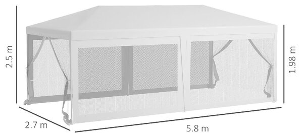 VivaGarden Gazebo da Giardino 6x3 mt Tendone per Feste con Zanzariere colore Bianco