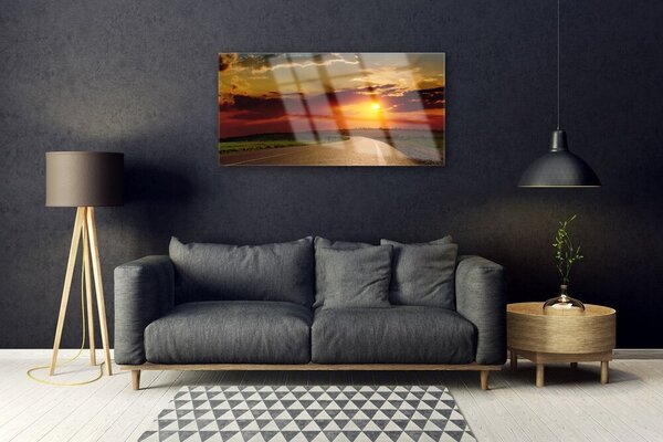 Quadro di vetro Strada Est Paesaggio 100x50 cm 2 appendini
