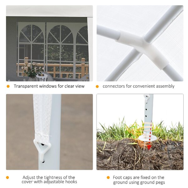 VivaGarden Gazebo da Giardino 6x3 m in Acciaio/Tessuto Tende Laterali con Finestre colore Bianco