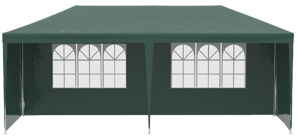 VivaGarden Gazebo da Giardino 6x3 m in Acciaio/Tessuto Tende Laterali con Finestre colore Verde
