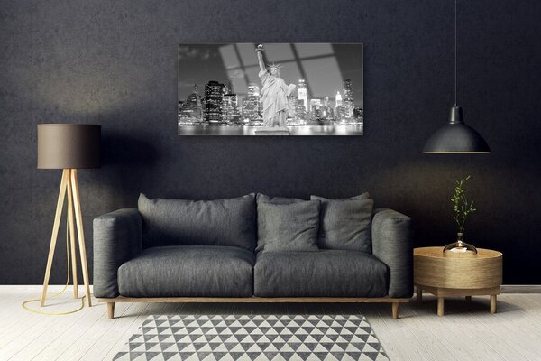Quadro in vetro Statua della Libertà New York 100x50 cm 2 appendini