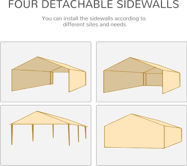 VivaGarden Gazebo da Giardino 6x3 mt Tendone per Feste Tende Laterali con Finestre colore Bianco