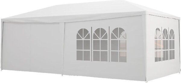 VivaGarden Gazebo da Giardino 6x3 mt Tendone per Feste Tende Laterali con Finestre colore Bianco