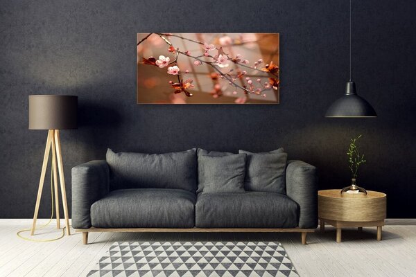 Quadro di vetro Fiore di frutteto per la stanza 100x50 cm 2 appendini