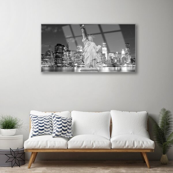 Quadro in vetro Statua della Libertà New York 100x50 cm 2 appendini