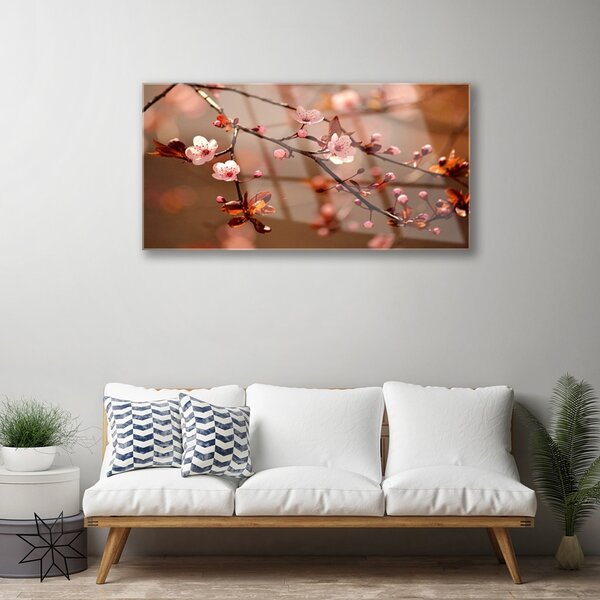 Quadro di vetro Fiore di frutteto per la stanza 100x50 cm 2 appendini