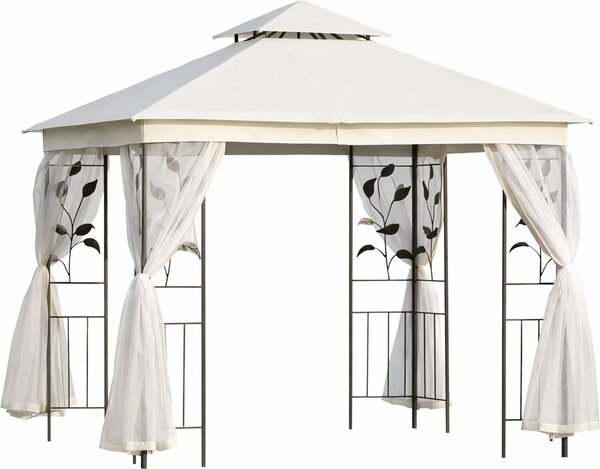 VivaGarden Gazebo Giardino 3x3 mt in Acciaio/Tessuto con Doppio tetto e Zanzariere colore Bianco