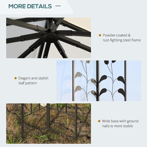 VivaGarden Gazebo Giardino 3x3 mt in Acciaio/Tessuto con Doppio tetto e Zanzariere colore Bianco