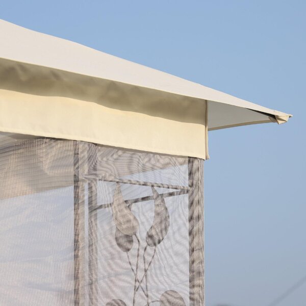 VivaGarden Gazebo Giardino 3x3 mt in Acciaio/Tessuto con Doppio tetto e Zanzariere colore Bianco