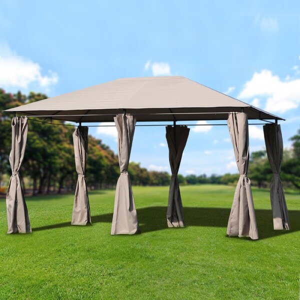 VivaGarden Gazebo Giardino 3x4 mt in Acciaio/Tessuto con Tende colore Beige
