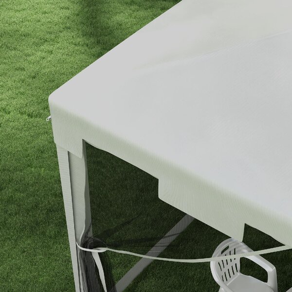 VivaGarden Gazebo Giardino 4x3 mt Pieghevole in Metallo/PE con Zanzariere e 2 Ingressi colore Bianco/Nero