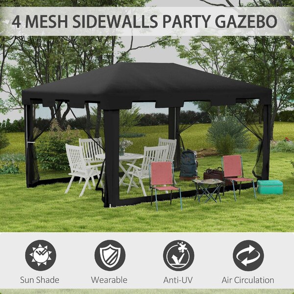 VivaGarden Gazebo Giardino 4x3 mt Pieghevole in Metallo/PE con Zanzariere e 2 Ingressi colore Grigio Scuro
