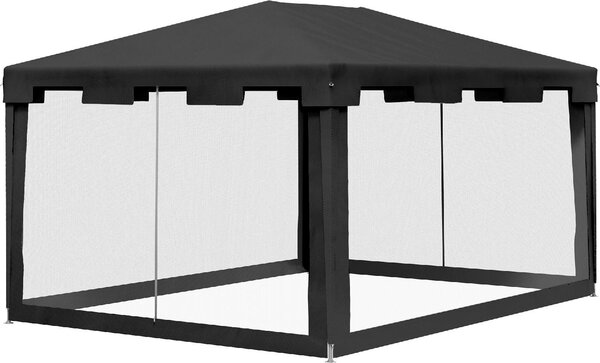 VivaGarden Gazebo Giardino 4x3 mt Pieghevole in Metallo/PE con Zanzariere e 2 Ingressi colore Grigio Scuro