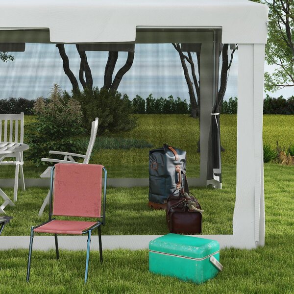 VivaGarden Gazebo Giardino 4x3 mt Pieghevole in Metallo/PE con Zanzariere e 2 Ingressi colore Bianco/Nero