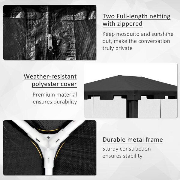 VivaGarden Gazebo Giardino 4x3 mt Pieghevole in Metallo/PE con Zanzariere e 2 Ingressi colore Grigio Scuro