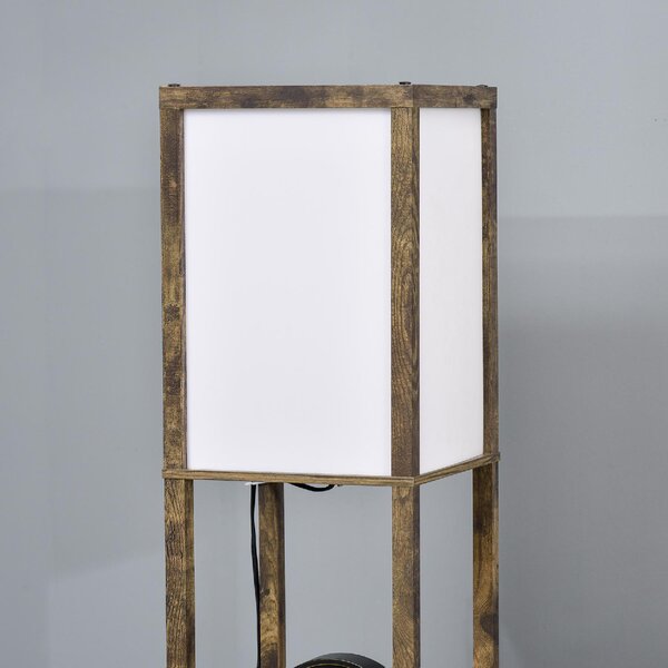 DecHome Lampada da Terra Moderna con 3 Ripiani colore Legno