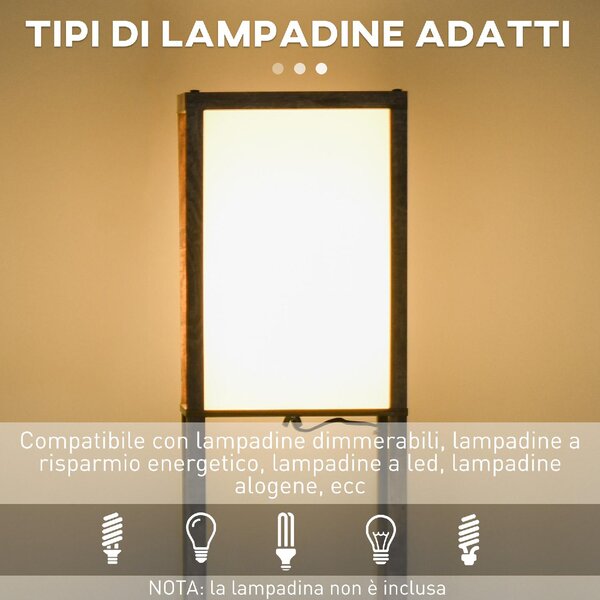 DecHome Lampada da Terra Moderna con 3 Ripiani colore Legno