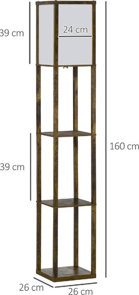 DecHome Lampada da Terra Moderna con 3 Ripiani colore Legno