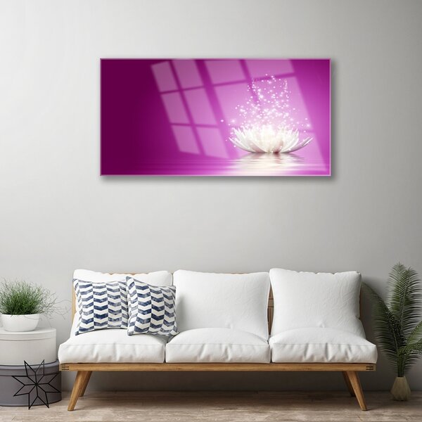 Quadro di vetro Fiore di loto 100x50 cm 2 appendini