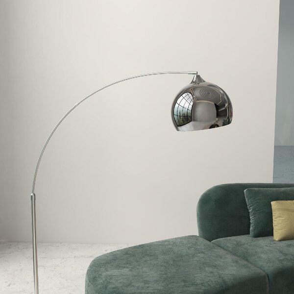 DecHome Lampada da Terra Vintage ad Arco con Asta Regolabile, Interruttore a Pedale, Attacco E27, colore Argento