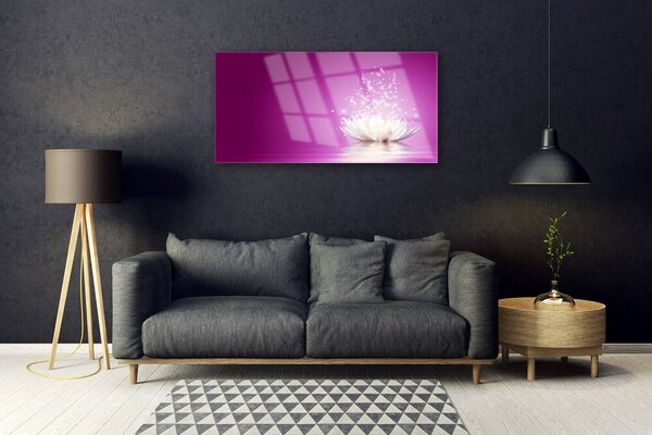 Quadro di vetro Fiore di loto 100x50 cm 2 appendini
