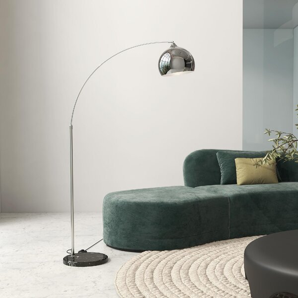 DecHome Lampada da Terra Vintage ad Arco con Asta Regolabile, Interruttore a Pedale, Attacco E27, colore Argento