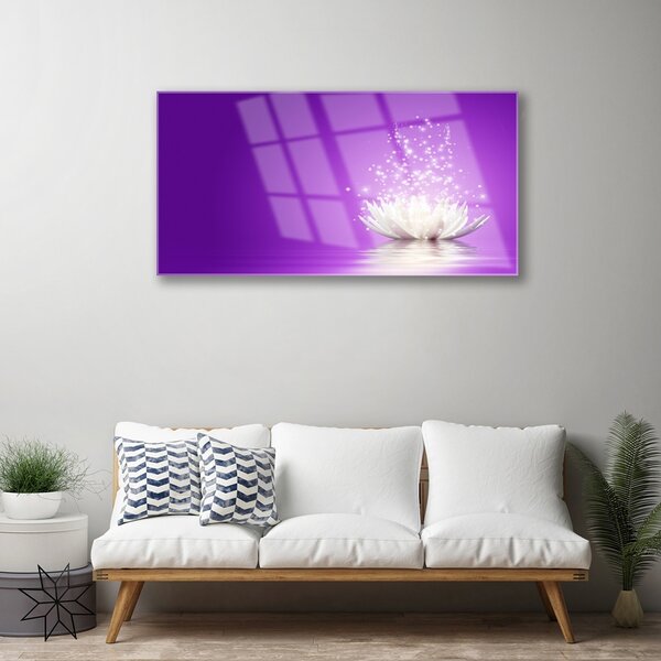 Quadro in vetro Fiore di loto 100x50 cm 2 appendini