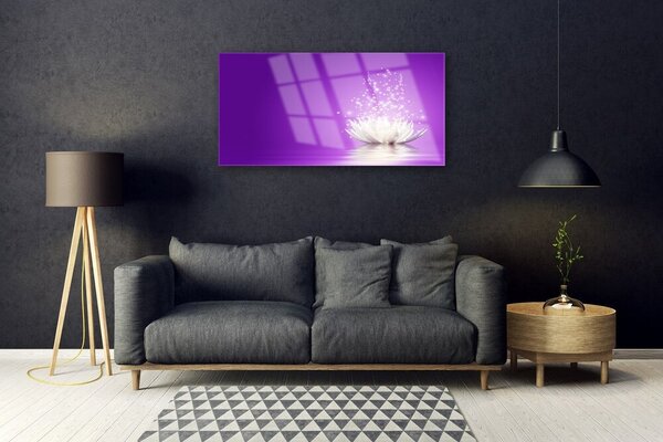 Quadro in vetro Fiore di loto 100x50 cm 2 appendini