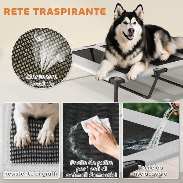 AllMyPets Lettino per Cani con Copertura a 3 Lati Rimovibile in Poliestere e Acciaio 122x92x94 cm colore Grigio Chiaro/Nero - R437LG