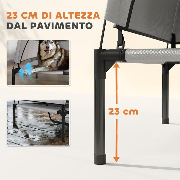 AllMyPets Lettino per Cani con Copertura a 3 Lati Rimovibile in Poliestere e Acciaio 122x92x94 cm colore Grigio Chiaro/Nero - R437LG