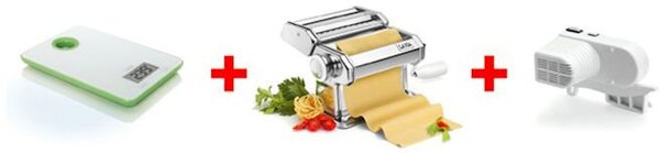 LAICA Macchina per la Pasta Manuale Trafile Lasagne/Fettuccine/Tagliatelle + Motore 2 Velocit + Bilancia da Cucina max 5 kg - PM2800