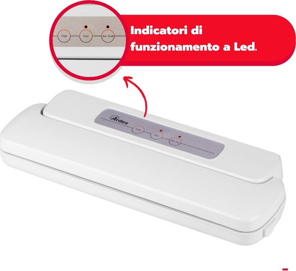 Ardes Macchina per Sottovuoto Automatica Potenza 110 Watt 0,8 mbar colore Grigio e Bianco - AR7V01W